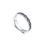 Checkers Sterling Silver Thumb Ring with Black Enamel