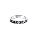 Faith Sterling silver Thumb Ring with Black Enamel