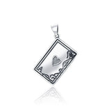 Ace of Heart Playing Card 925 Sterling Silver Pendant with Black Onyx