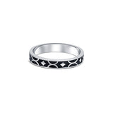 Charm Black Enamel Thumb Ring in Sterling Silver