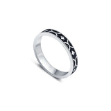 Charm Black Enamel Thumb Ring in Sterling Silver