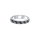 Interlinked Black Enamel Unisex Thumb Ring in 925 Sterling Silver