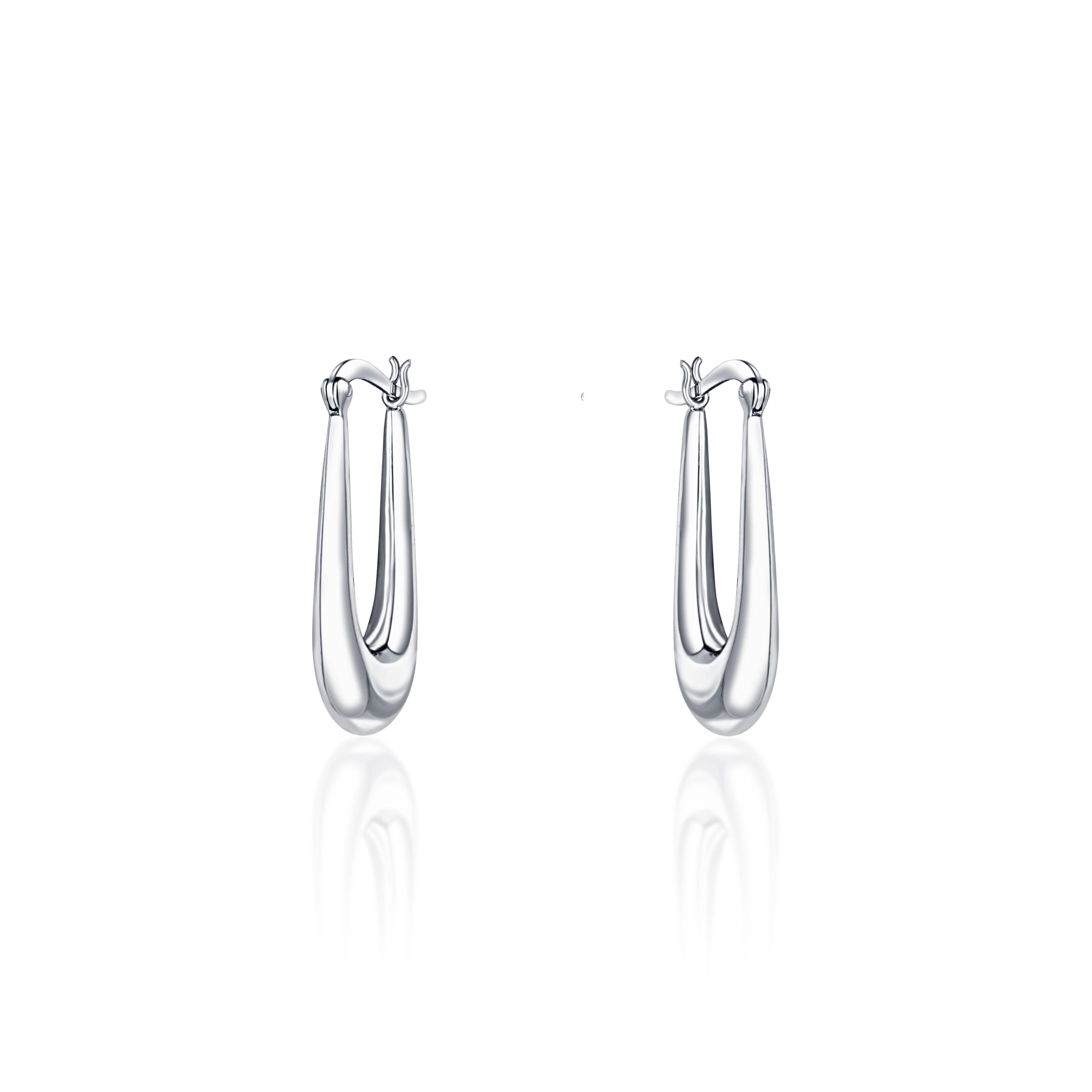 92.5 sterling silver hoops/baali  is finished in silver and latch back closure.