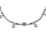 Blooming Buds Charms Oxidised Silver Anklet for Women