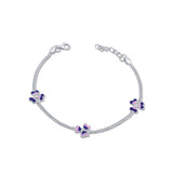 Purple and Pink Clover Silver Baby Anklets