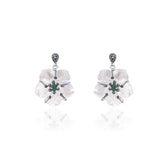 Sadabahar Dangler Silver Earrings with Emerald