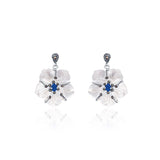 Sadabahar Dangler Silver Earrings- Blue Sapphire