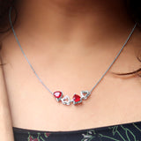 Heart to Heart Necklace with Red Zirconia
