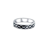 Black Eternity Thumb ring in sterling silver with Black Enamel