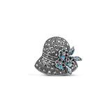 Lady Hat Silver Brooch/Lapel Pin with Marcasites for Women