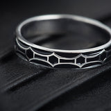 Modern Connection Band for Men in Sterling Silver and Black Enamel