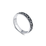 Connecting Chemistry Sterling Silver Thumb Ring with Black Enamel