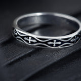 Cross Enamel Thumb Ring in Sterling Silver