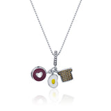 Hearty Omelette and toast Silver Charm pendant and chain set