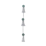 Trinkling Green Flowers Silver Kurta Button for Women with Emerald and Zirconia