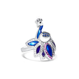 Neelkanthi Sterling Silver Ring for Women with blue enamel