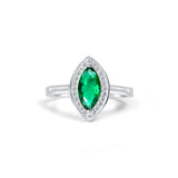 Saumya Sterling Silver Ring for Women-Green