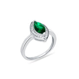 Saumya Sterling Silver Ring for Women-Green
