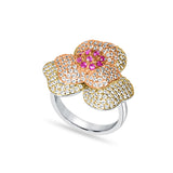 Sterling Silver 2-Tone Tri-Petals cocktail ring for Women