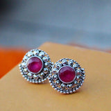 Floral Ruby Girls Studs