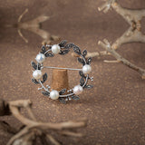 Eternal Flower Wreath Silver Brooch with Pearl for Women