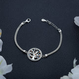 Tree of Life Silver Bracelet for Women with Colorful Zirconia