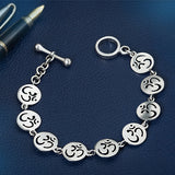 Omkara Oxidised Silver Bracelet for Men