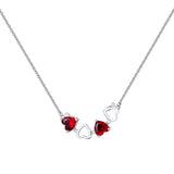 Heart to Heart Necklace with Red Zirconia