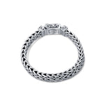 92.5 sterling silver bracelet for men in oxidized finish with braided chain and engraved lock