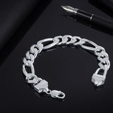 92.5 sterling silver linked chain bold heavy bracelet for men