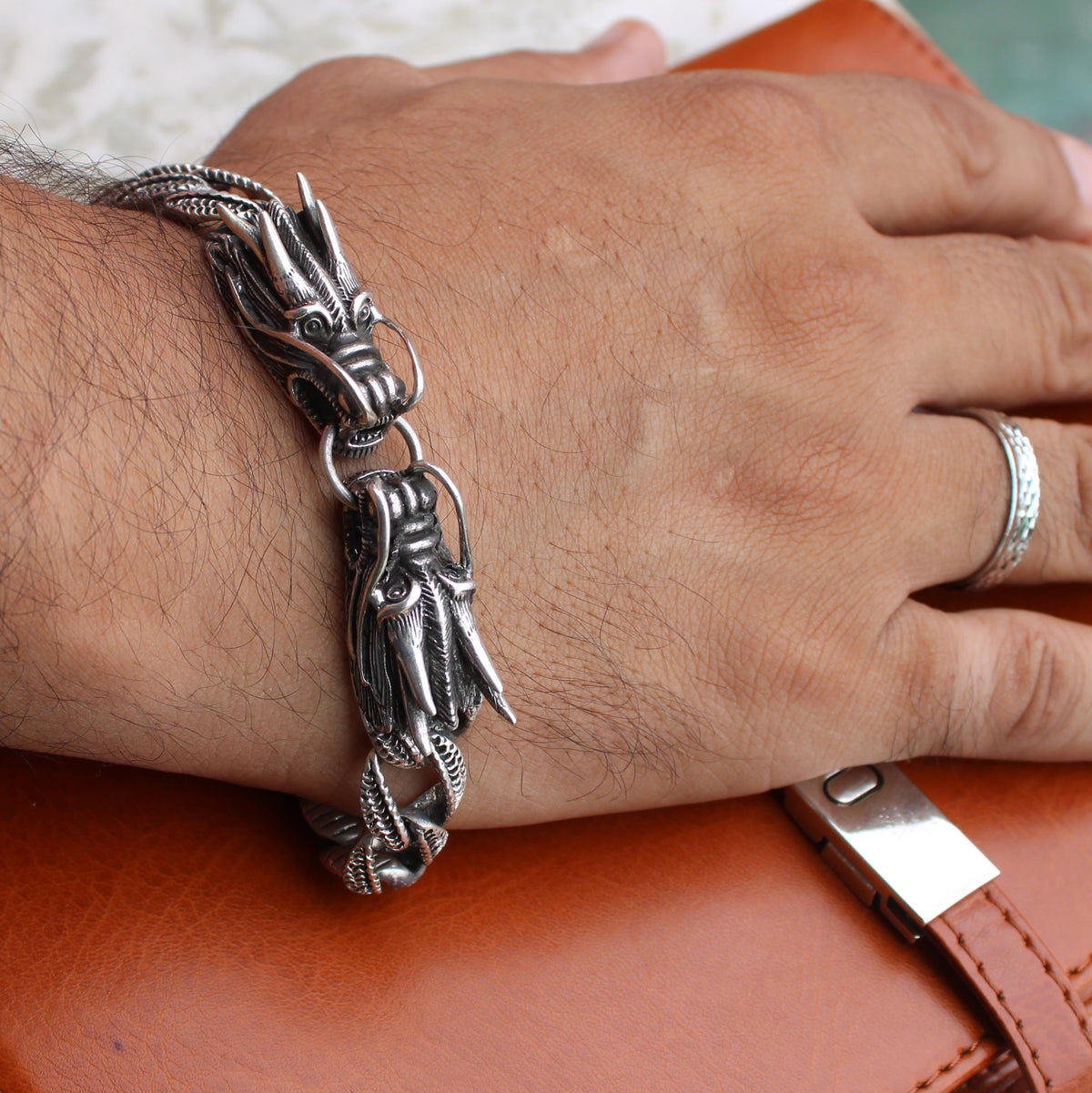 Unisex Bracelet Sterling Silver Dragon Heads 1980s | El Coleccionista Ecléctico