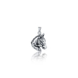 92.5 sterling silver oxidized finish horse shape pendant