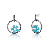 Sagufta Turquoise Silver Danglers for women