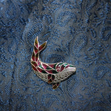 Colorful Dolphin Oxidised Silver Brooch for Women with Enamel and Marcasite