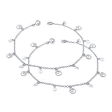 Trisha Silver Anklet with Heart & Circle Charm