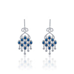 92.5 sterling silver shiny cocktail danglers with blue color drop shape stone 