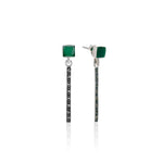92.5 sterling silver Dangler in geometrical line embellished with mercasite and green onyx