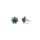 Snow Flakes studs with green onyx