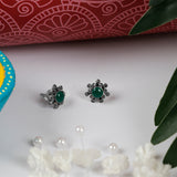 Snow Flakes studs with green onyx