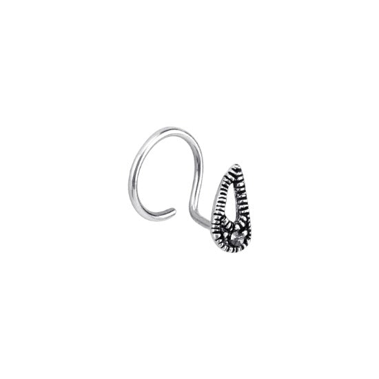 Wired nose pin with paisley motif in Sterling Silver