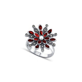 Blooming Red Flower Ring - Cornelion (Size 7)