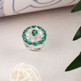 Shimmering Green Floral Ring