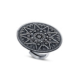 92.5 sterling silver  statement ring in oxidized finish intricated with rawa work