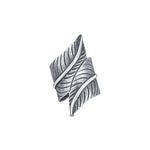 92.5 sterling silver oxidized finish adjustment ring in leaf pattern for women