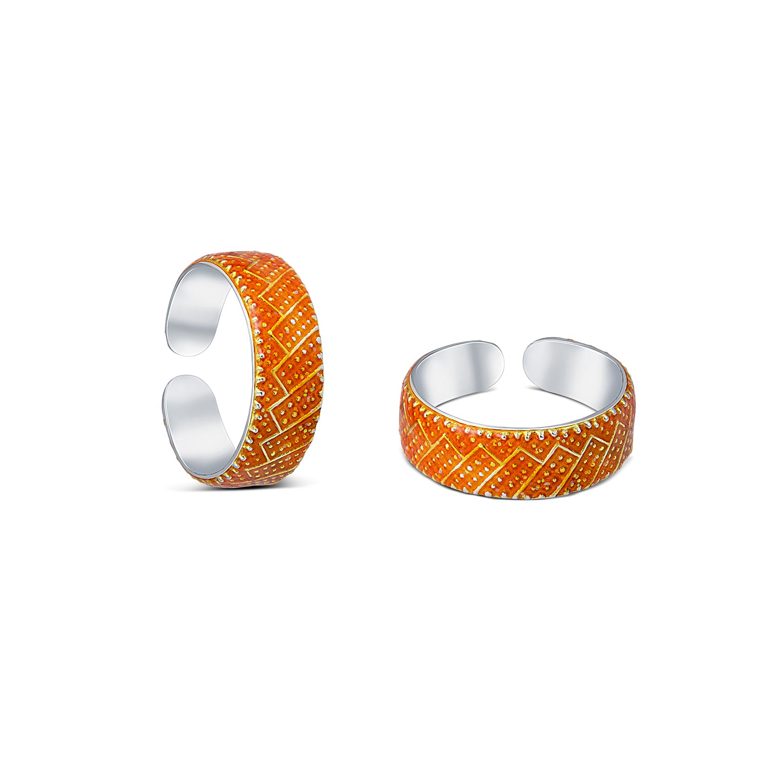 Elevate your toe game with Raajraani's stylish and unique sterling silver toe ring for women. Featuring a charming orange enamel finish, our handmade Zoya toe rings are the perfect accessory for any outfit. Check out our collection now!