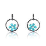 Sagufta Turquoise Silver Danglers for women