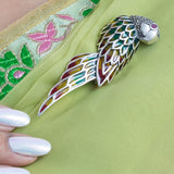 Macaw 92.5 Sterling Silver Brooch for Women with Marcasite