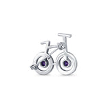 Glam Cycling Silver Brooch /Lapel Pin with Purple Stones for Women