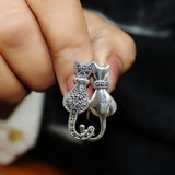 Hum Tum Catty Silver Brooch /Lapel Pin for Women