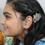 Sterling Silver Hair Clip for women and Girls. Oxidised finish, Beautiful Flower motiff . Best gift for her